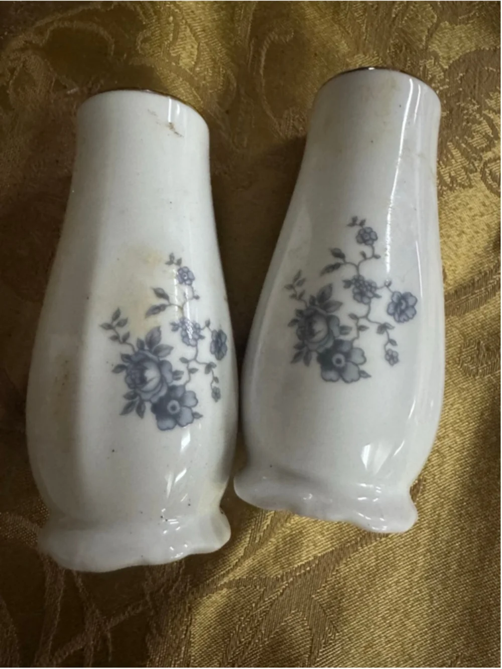 Vintage Dining White Blue Floral Salt and Pepper Shakers One Size